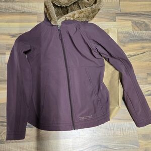 Marmot Women's Small Purple Jacket Coat with Faux Fur Hood